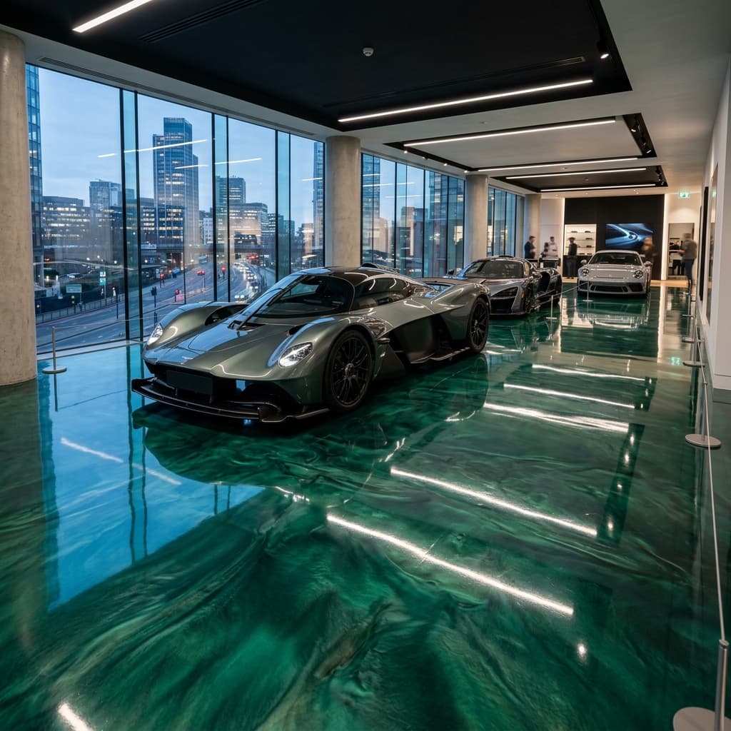 Emerald metallic epoxy floor